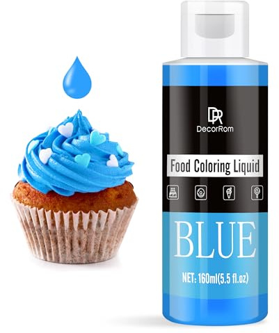 Lebensmittelfarbe - 160ml Flüssige Konzentrierte Lebensmittel Farben für Kuchen Dekoration, Backen, Kekse, Macaron - Zuckerfrei Food Coloring für Getränken, Tortendeko, DIY Slime, Osterei (Blau) | Für Kuchen, Backen, Glasieren und Fondant, lebensmittelechte Farbstoffe für Macaron, Kekse, Basteln, Hobby Erwachsene