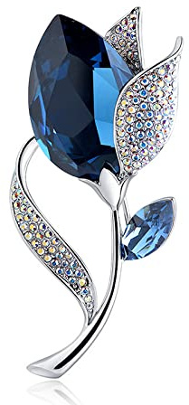 JINZIJINYU Femme Bijoux Broche Epingle Broche Fleur En Cristal Pour Femme Corsage Floral Incrusté De Diamants Broche De Robe Anti Exposition Bleu