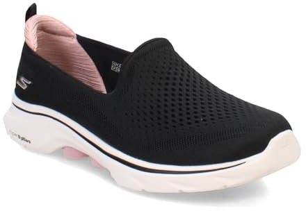 Skechers Women's Go Walk 7 Vina Sneaker, Nero e Rosa, 38 EU
