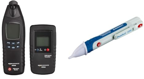 AmazonCommercial – Kabelsuchgerät, Schwarz & Peak Tech P 1030 – Kontaktloser AC Spannungsprüfer mit LED Lampe, 50 – 1000 V Betriebsbereich