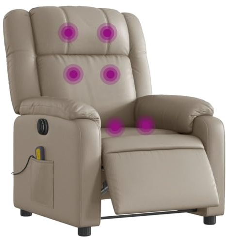 vidaXL Massagesessel Elektrisch, Sessel Verstellbare Rückenlehne Fußteil, Fernsehsessel Relaxsessel mit Liegefunktion, Liegesessel Polstersessel Ruhesessel, Cappuccino-Braun Kunstleder