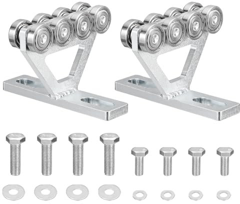 sourcing map Carro de Polipasto de 8 Ruedas con Rodillos, Montaje para Uso con Canal de Riel de Soporte de 1-5/8 de Ancho y Todo Canal de Riel de Soporte de 1-5/8, 2 Pares