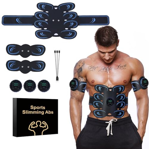 Chowchee EMS Elettrostimolatore Addominali, Allenatore per Addominali, lettrostimolatore Muscolare, 10 modalità e 30 intensità, per Uomini Donne, Addome, Braccia, Gambe