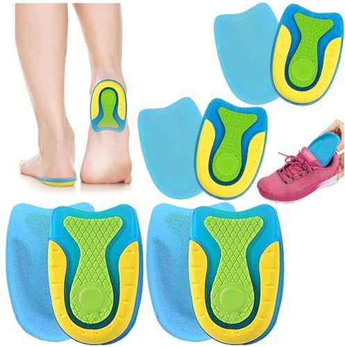 4 Paires Talonnette Gel Silicone Talon Gel Talonnette Gel Silicone Antichoc Amortissante Orthopédique Talonnette en Gel de Silicone Pour Soulager La Fasciite Plantaire, épines du Talon (S + L)