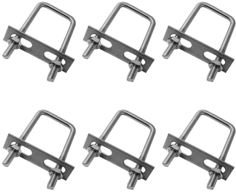 6 Tornillos en U, Tornillos M6(80 x 50 mm), Acero Inoxidable 304, Pernos en U Cuadrados con Tuercas y Placa de Marco, para Remolcar Coches y Barcos Reparación de Tuberías