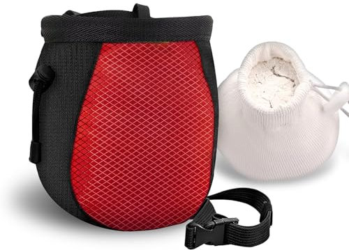 YERGOFE Climbing Chalk Bag for Rock, Drawstring, Red