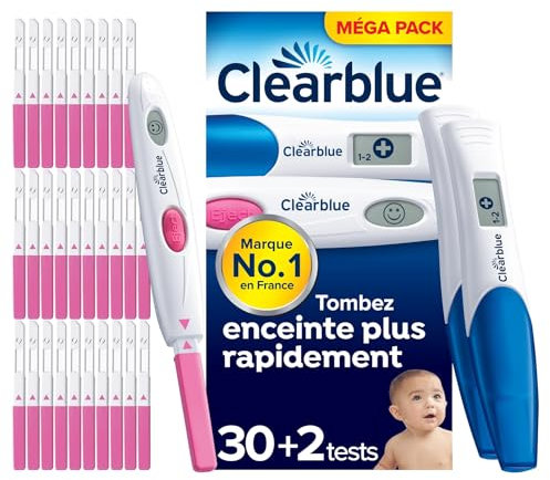 Test d’ovulation et test de grossesse Clearblue Digital - Kit Envie d’un bébé. 10 tests d’ovulation digitaux et 2 tests de grossesse Digitaux Avec Estimation De l’Âge De La Grossesse