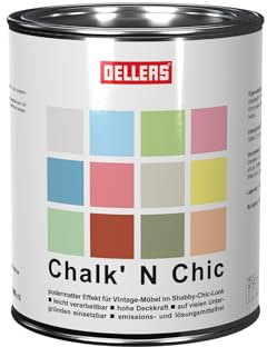 OELLERS Chalk ‘N Chic Kreidefarbe matt 1L, cremeweiß | erstklassige Raumfarbe für wolkig schöne Oberflächen, geeignet für fast alle Untergründe, Beton, Raufaser, Gipskarton, Holz