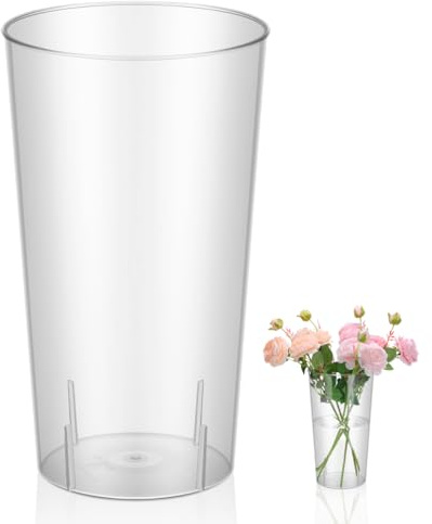 STOBAZA Acrylvase Transparent 30 cm Für Blumenarrangements | Klares Design, Hohe Form, Breite Öffnung, Tischdeko, Blumenladen