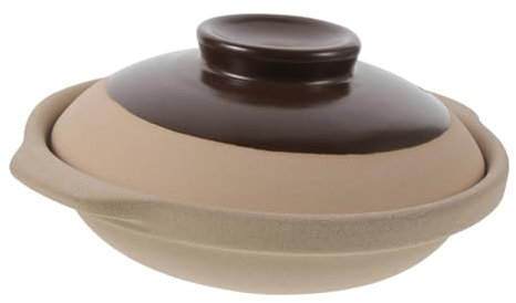 Garneck Cazuela Cerámica Pequeña Delicada Para Cocinar Casa Olla Para Guisos Sopas y Estofados Resistente Altas Temperaturas Con Tapa Segura y Mango Antideslizante
