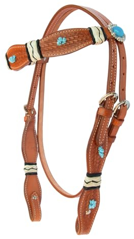 Brama West Western Trense Ohio - Ledertrense - mit türkis Edelsteinen - Gr. Cob