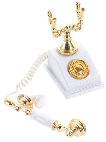 TOYANDONA Miniatur Vintage Telefon Maßstab Retro Puppenhaus Telefonmodell Für Nostalgische Wohnräume Weiße Rotary Telefon Dekoration Für Miniaturhäuser