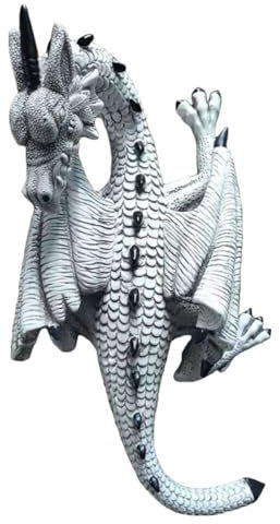 Giwnhvx White Flying Dragon and Tail Swinging Garden Pendant Garden Home Decoration Ornaments Resin Crafts