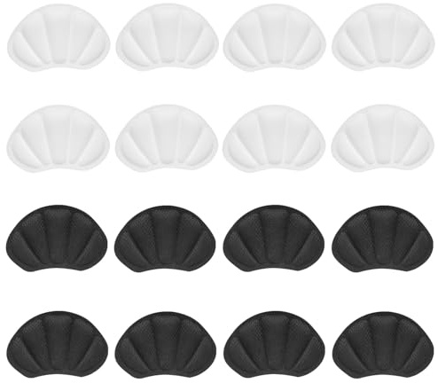 8 Pairs Heel Cushion Pads Men Women, Shoe Heel Grips for Ladies Shoes Too Big, Self-Adhesive Anti-Slip Heel Protectors Inserts for Back of Trainers Boots Shoes(Black, White)