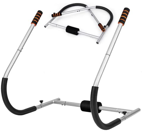 KOMFOTTEU Bauchtrainer AB Trainer faltbar, Bauchmuskeltrainer mit gepolsterter Kopfstütze und Griffen, Bauch Trainingsgerät bis 150 kg, Heimtraining, Sportausrüstung für Zuhause (Silber)