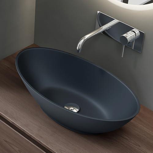 Mai & Mai Waschbecken Aufsatzwaschbecken Waschschale Waschtisch aus Mineralguss in matt Anthrazit Oval Col807
