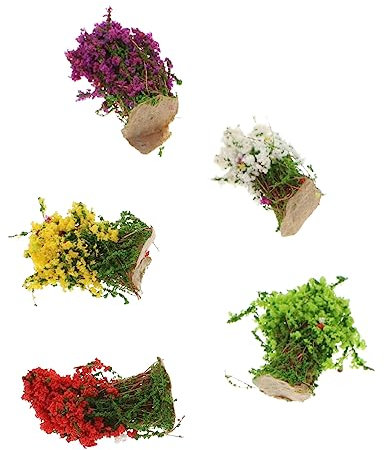 Gatuida Mini Arbustes Décoratifs en Résine Réutilisables Faciles à Nettoyer pour Modèle de Construction et Décoration de Paysage Miniature 5pcs