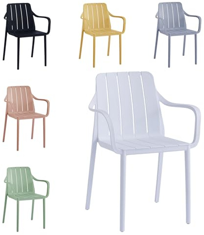 VORTIVO Gartenstuhl stapelbar - Hochwertige Outdoor-Stühle in Weiß, wetterfest, UV-beständig, bis 200 kg – für Balkon, Terrasse & Esszimmer