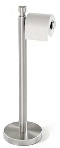 YUMORE Toilettenpapierhalter freistehend Klopapierhalter Stehend Silber L | Toilettenpapierständer Edelstahl Klorollenhalter mit Gewichteter Basis WC Rollenhalter Toilettenrollenhalter, 590x180x180mm