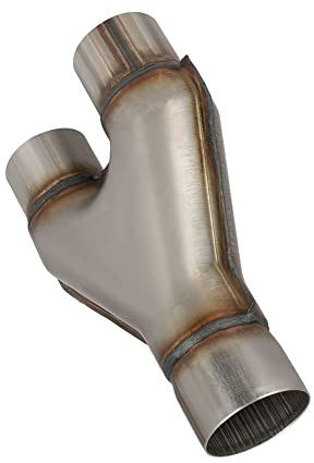 RCCT Entrée 63 mm Échappement Y Tuyau Double Sortie 57 mm - Pot d'échappement universel en Y Pièce Connecteur de soudure, Acier inoxydable 409 Tuyau Y d'échappement (Simple 63,5 mm/Double 57 mm)