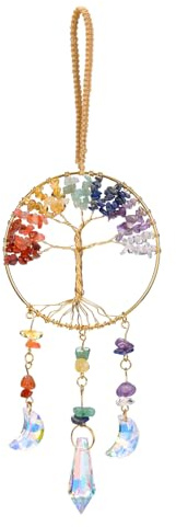 JOVIVI Chakra Crystal Tree of Life Hanging Crystals Spiritual Gifts for Women Mum Birthday,Sun Catchers for Windows Chakra Hanging Ornament Home Room Garden Decor Meditation Accessories For Women