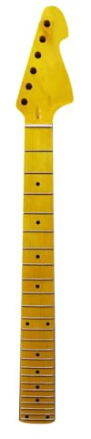 WUQIMUSC E-Gitarrenhals mit 24 Bünden, 64,8 cm, gelber Ahorn-Griffbrett-Einsatz zum Ersetzen