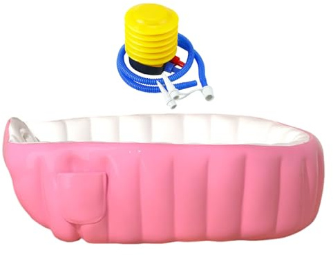 Bañera portátil para, bañera inflable para bomba de pie - antideslizante para casa y viaje baño interior exterior
