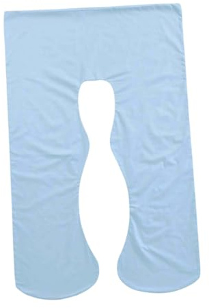 BAZEITFLOW Almohada Corporal en Forma de U para Embarazadas, Funda de Algodón Transpirable Azul, Soporte Ergonómico para Espalda y Abdomen, Funda Lavable para Dormir Cómoda y Segura