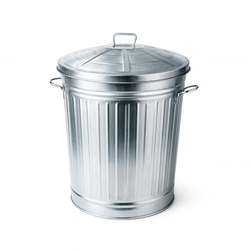PALUPLUS Bidone per Rifiuti in Metallo Zincato, Misura 30x30x35 cm, Pattumiera con Coperchio e Maniglie, Secchio per Immondizia Antiruggine da Esterno -3546C -1,90 (18 Litri)