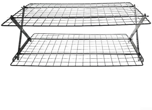 Feeshoppher Grille de refroidissement pliable à 2/3/4 niveaux pour la cuisson, empilable, gain de place, grille de refroidissement réglable à plusieurs niveaux pour cookies, gâteaux, muffins, pain (2