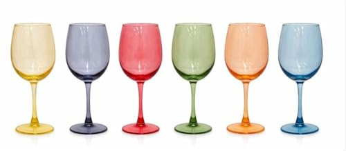 cecaro group – Set 6 Calici Multicolor Liscio in Vetro Colorato 350 ml