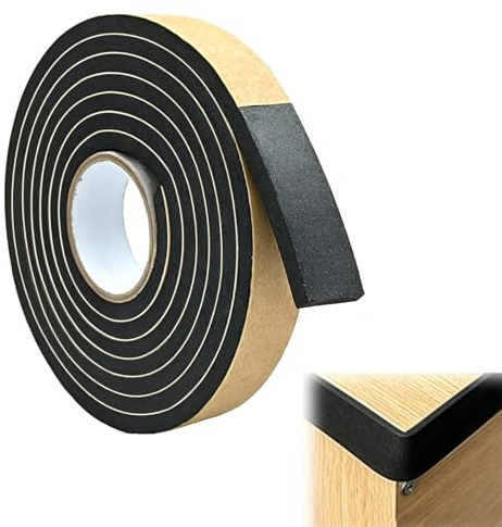 Ruban Feutre Autocollant 20 m x 20 mm x 1 mm Noir, Bande Feutrine Adhésive Anti-Rayures et Anti-Bruit, Feutrine Autocollante,Patins Découpables pour Meubles, Portes, Fenêtres et Protection Sol Durable