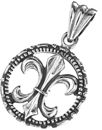 Kiss of Leather 239 Pendentif en argent sterling 925 Fleur-de-Lis