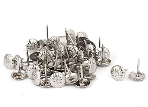 sourcing map Clou Tapissier 7/16 Pouce Diamètre Métal Bombé Tête Ameublement Clou Ameublement Meuble Argenté 50pcs