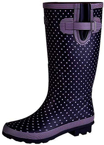 Stormwells Womens/Ladies Polka Dot Wellington Boots (3 UK) (Mauve Polka Dot/Navy)