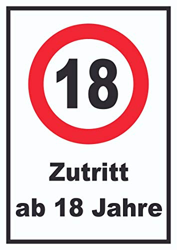 HB-Druck Zutritt ab 18 Jahre Schild A5 Rückseite selbstklebend