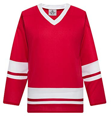 EALER H400 Series Blank Ice Hockey Practice Jersey League Jersey for Men and Boys - Senior and Junior - Adult and Youth Red/White