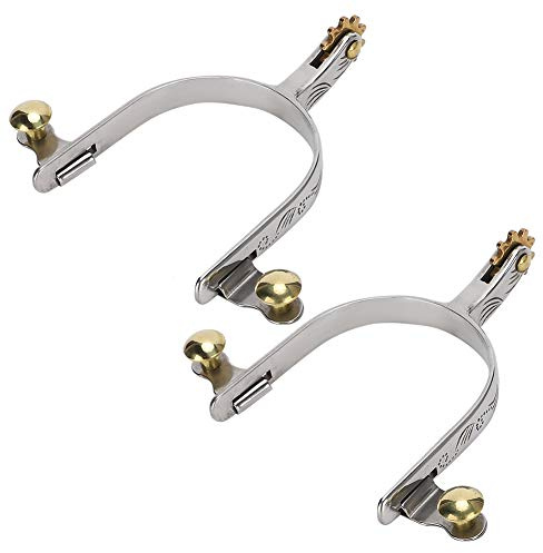 Cinghie per speroni stile cowboy occidentale 2 pezzi con bottone per cintura in ottone per cavalli, pony, speroni da equitazione antiruggine