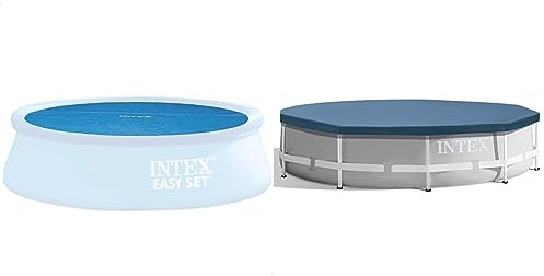 Intex 29021 - Cobertor Solar para Piscinas 305 cm de diámetro + 28030 - Cobertor Piscina metálica Metal & Prisma Frame 305 cm