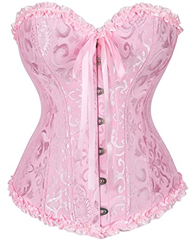 Bslingerie® Classique Floral Brocade Overbust Corset (L, Rose)