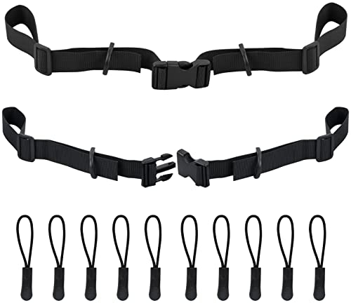 Jinlaili 2 Pezzi Cinghia Toracica per Zaino, Cinghia Pettorale Regolabile con 10 Testa della Cerniera, Cinturino pettorale per Zaino, Cinturino Pettorale con Fibbia per Escursionismo, Jogging, Nero