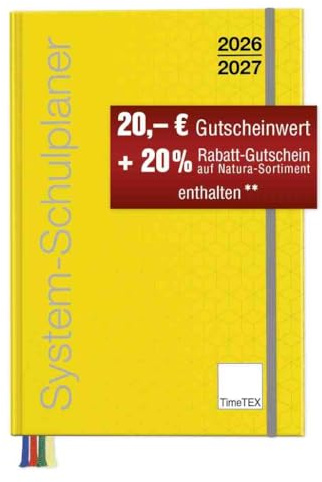 TimeTEX System-Schulplaner A6-Plus Gelb - Schuljahr 2026-2027 - Lehrerkalender - Timetex 10770