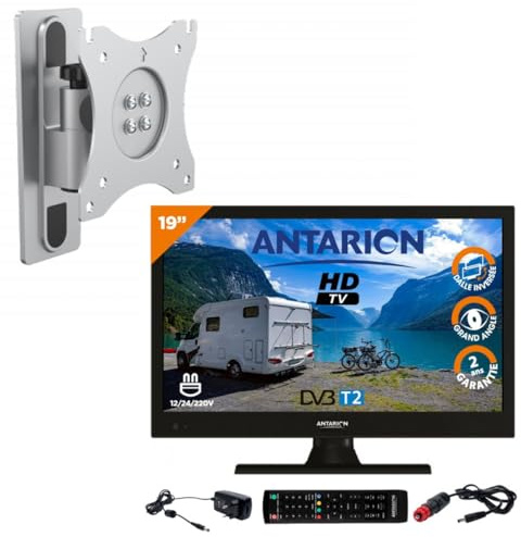ANTARION Pack TV LED 19 48cm Televisor HD 12V + Soporte TV