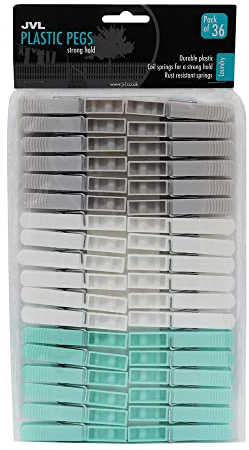 JVL Starke, rostbeständige Wäscheklammern, 36 Stück, Aqua (19-280)