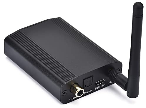 Jieotwice Récepteur Bluetooth HiFi 5.0 Interface Numérique CSR8675 Optique APTX-HD Coaxial Ldac USB Type-C 5V avec Antenne Pliable 2.4g (A)