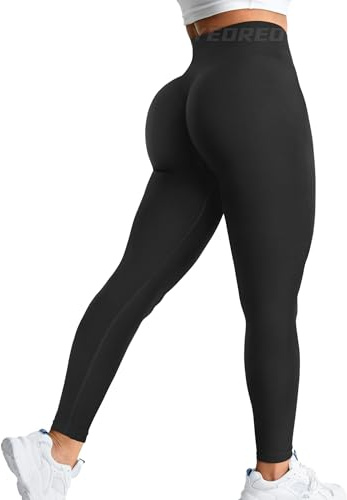 YEOREO Amplify Leggings for Women Seamless Scrunch Leggings Butt Lifting Gym High Waisted Athletic Leggings Black Marl