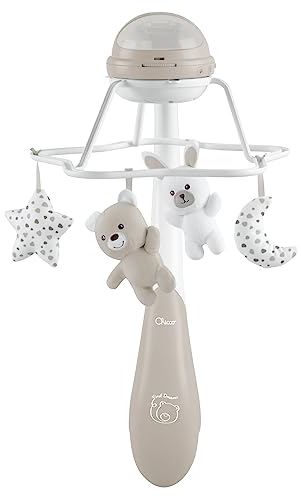 CHICCO First Dreams 3in1 Mobile mit Regenbogenprojektion mit beruhigenden Melodien und Regenbogen Projektion, mit 4 Anhängern, kompatibel mit Next2Me Wiegen, 0 Monate +, Neutral