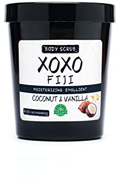 XOXO | Gommage corporel exfoliant poils incarnés | Purifiant anti-cellulite | Enrichi en beurre de karité | Vegan NO SLS NO Parabens | Pour tous les types de peau 1 x 250 g (Noix de Coco & Vanille)