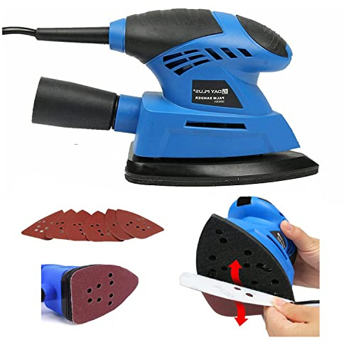 Detail Mouse Sander 130W - Compact Sander Machine for Wood, 12000RPM Sanders with Dust Collection, 6 PCS Sandpapers(2 x 80g, 2 x 120g, 2 x 240g), Hand Sander, Multi Sander Hand Sander