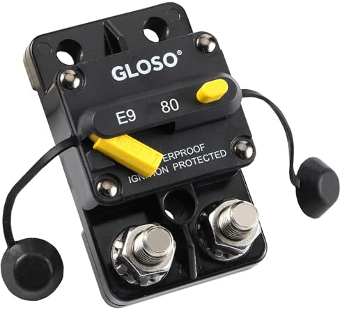 GLOSO Leistungsschalter Manuell Reset Schutzschalter Sicherungsautomat Wasserdichtes Boot Kfz Batterie Auto Lastwagen 80 Ampere E9C